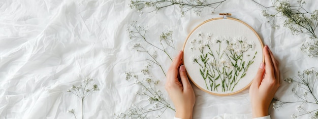 Osoba haftująca w pracowni